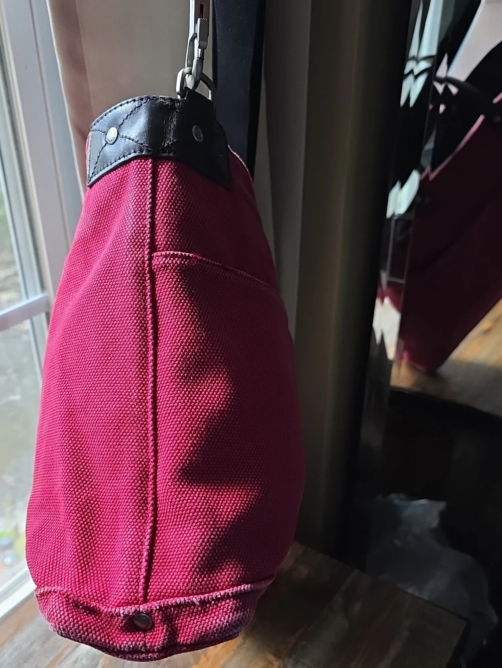 Jack Spade Red Canvas Briefcase Tote with Leather Handles